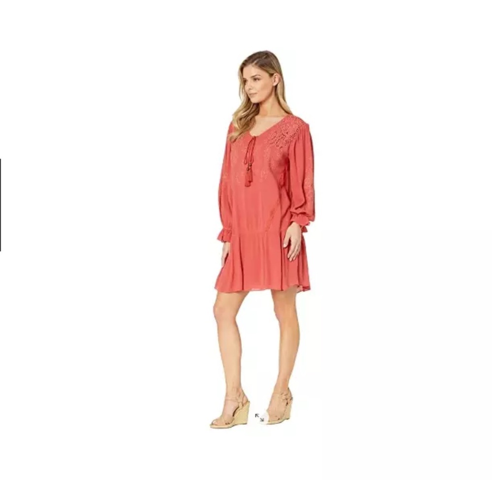 Coral Ruffled Tiered Sundress